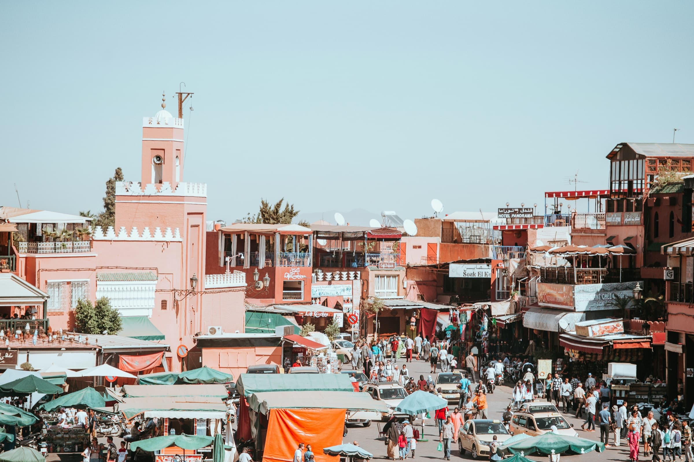 Rooftops and minarets over the Marrakech medina