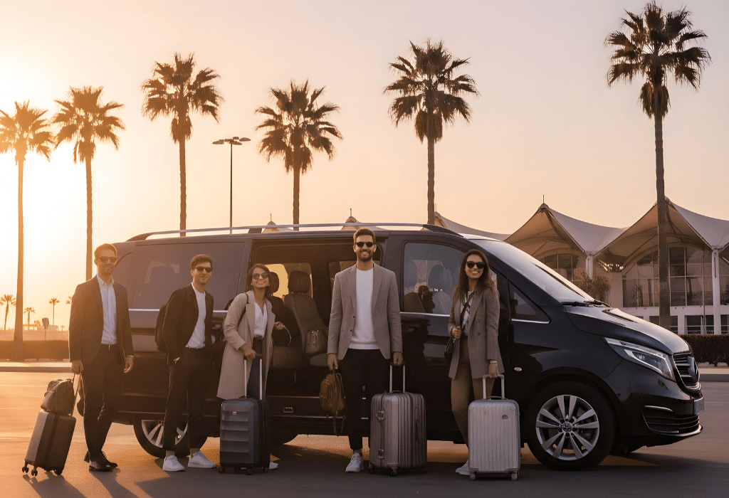 KechTransfer private van and driver welcoming travellers at Marrakech Menara Airport